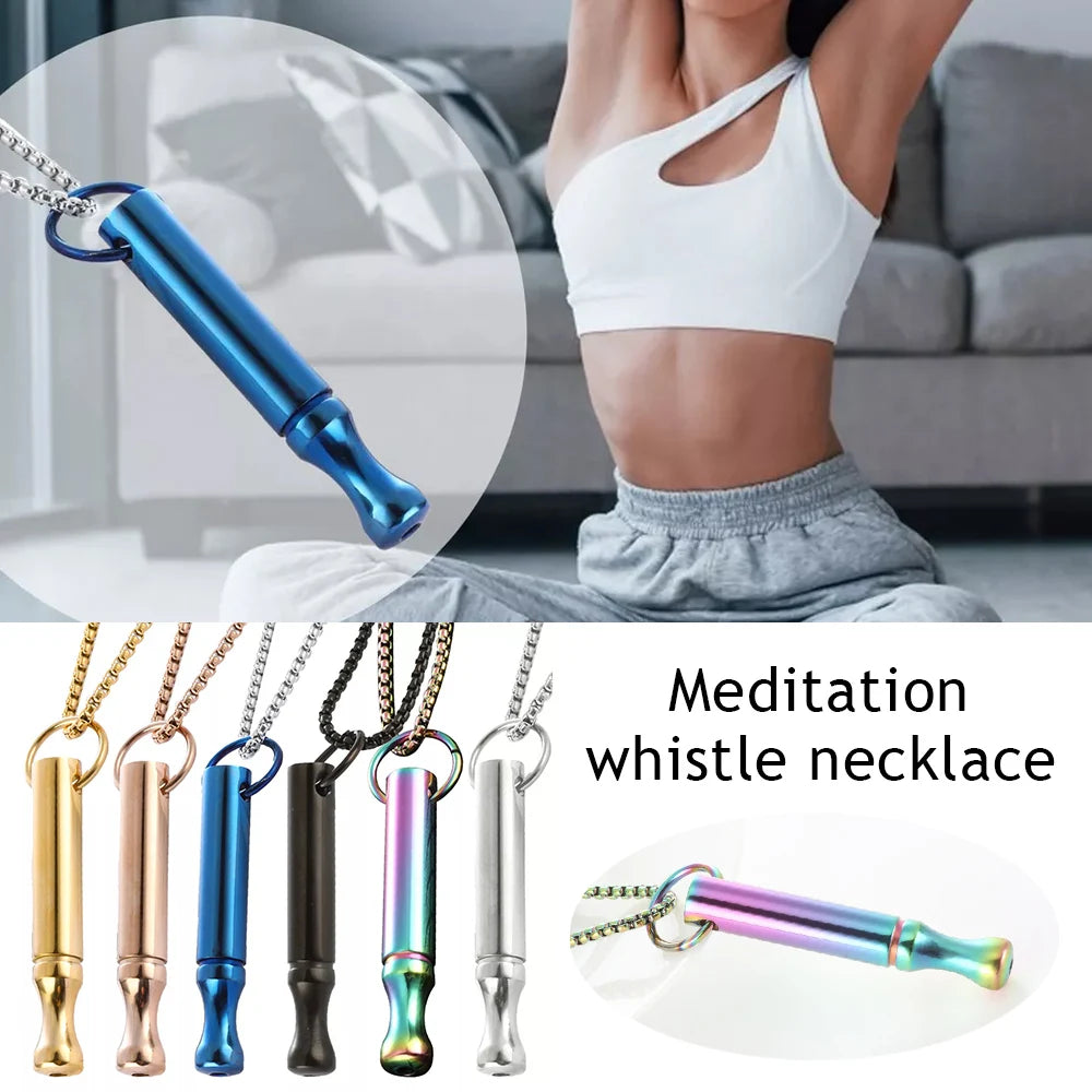 Breathwork Meditation Necklace Anti-Smoking Stainless Steel Whistle